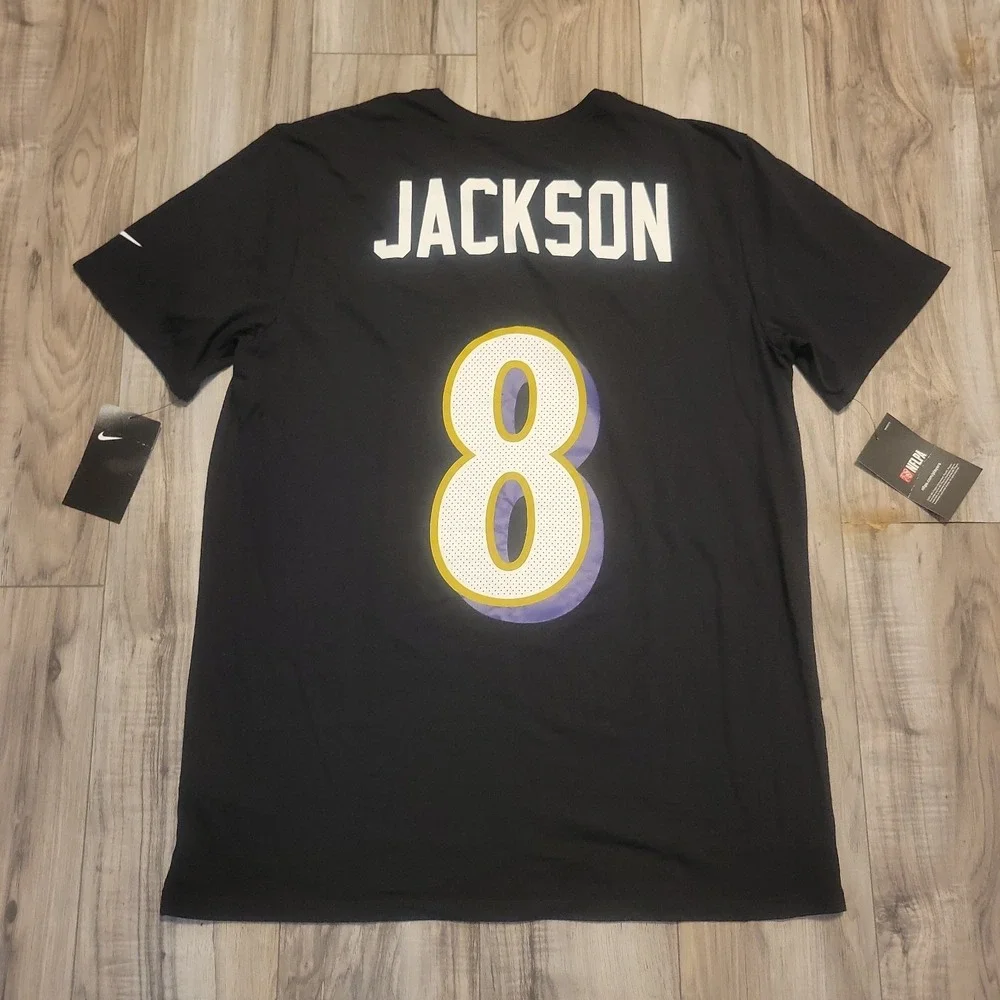 NFL Baltimore Ravens Jackson #8 T-Shirt Men's Large Black Nike Dri-Fit  NEW